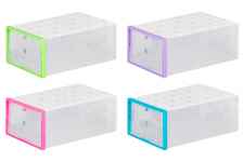 Набор 4 коробок для хранения обуви, цвет: голубой, розовый, салатовый, сиреневый, складные, 33x23x14 см (количество товаров в комплекте: 4)