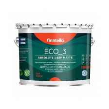 Краска акриловая finntella Eco_3 Wash and Clean влагостойкая моющаяся глубокоматовая белый 9 л
