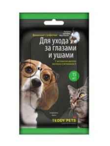 Влажные салфетки для собак и кошек "Teddy Pets" для ухода за глазами и ушами