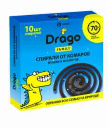 Средство инсектицидное Drago "Спираль от комаров. Эффект", 10 спиралей