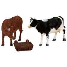 Фигурка LEMAX набор Корова и бычок 6 см, черный/белый/коричневый