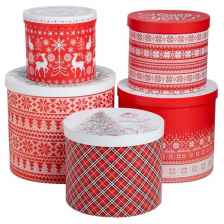 Набор подарочных коробок Дарите счастье Скандинавские узоры, 5 шт., белый/красный