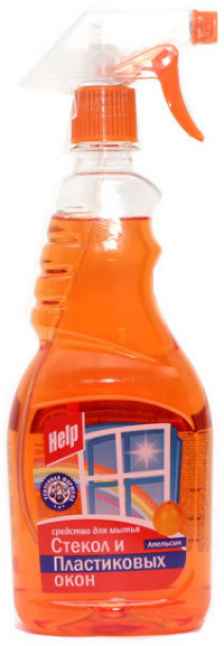 Средство для мытья пластиковых окон с курком HELP "Апельсин", 750 мл