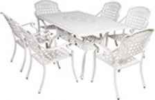 Комплект мебели JOY HOME белый алюм. N008-7white (стол и 6 стульев с подушками Феникс беж 98276)