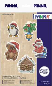 Набор для вышивания Panna "Новогодние игрушки", арт. IG-7109 (ИГ-7109), 8х8 см